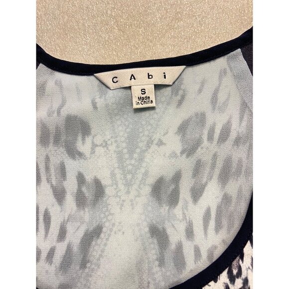 CAbi Mixed Print Tunic Top 253 Chiffon Summer Spring Blue Blouse Small - Picture 6 of 7